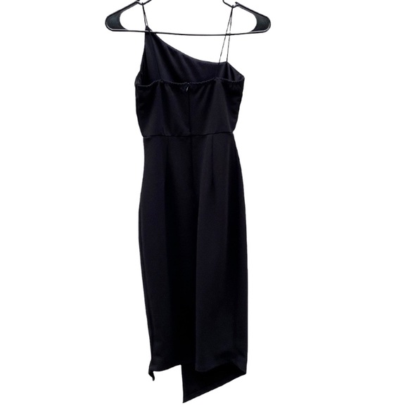 Princess Polly sz 4 black Aero Asymmetrical One Shoulder knit Midi Sheath dress - Picture 3 of 9